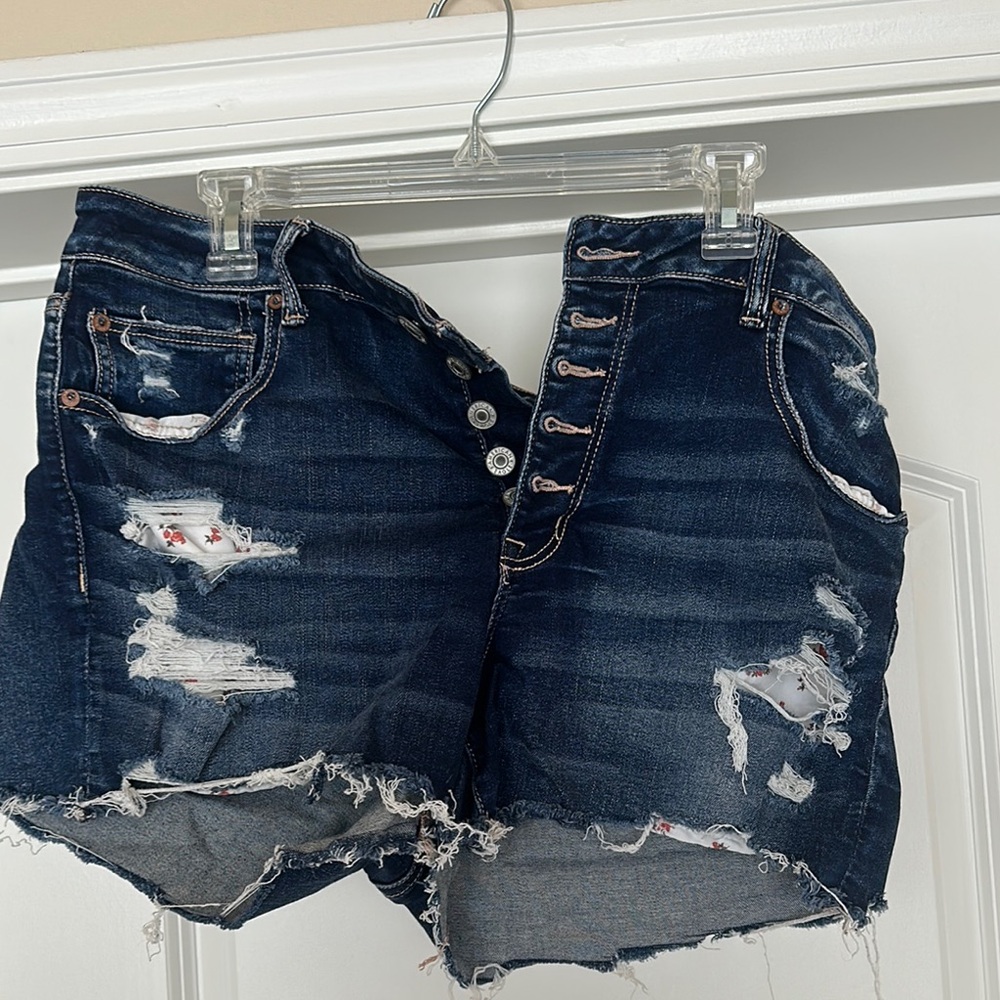 American Eagle Outfitters Blue Distressed Jean Shorts